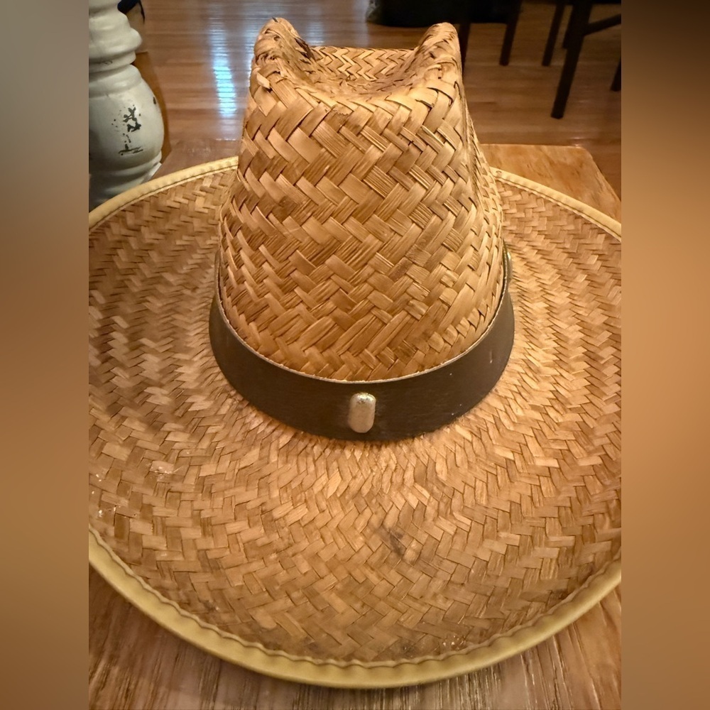 Stylish Made in Mex Straw Cowboy Hat with Brown Band 8 inch opening